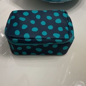 Thirty-One Teal and Navy Polka Dot Jewelry organizer